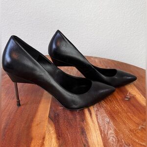 Kurt Geiger Black Leather Needle Stiletto Heels, Sz. 37.5